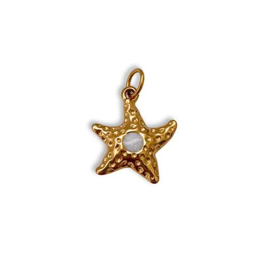 Gold Pearl Starfish Charm
