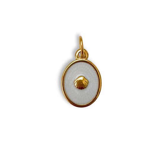 Gold Pearly Shell Disk Charm