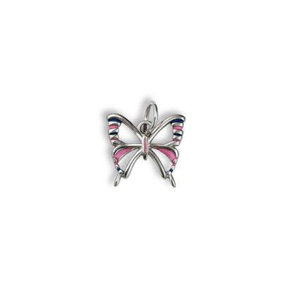 Pretty Pink Butterfly Charm - Silver
