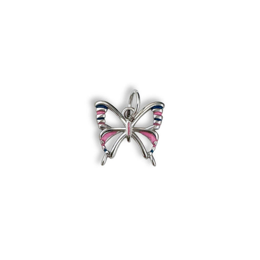 Pretty Pink Butterfly Charm - Silver