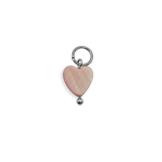 Pink Heart Pearl Charm - Silver