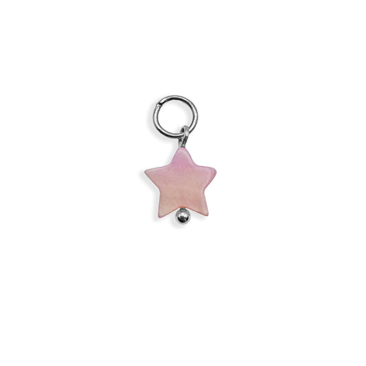 Pink Star Pearl Charm - Silver