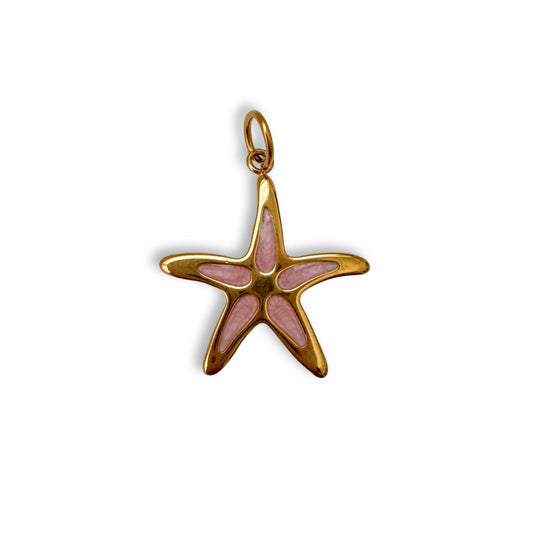 Gold Pink Starfish Charm