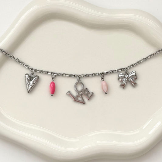 'Pretty In Pink' Multi Charm Necklace