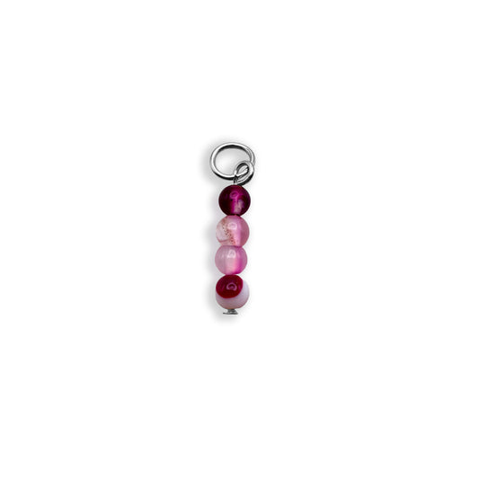 Purple Agate Beaded Charm - Silver