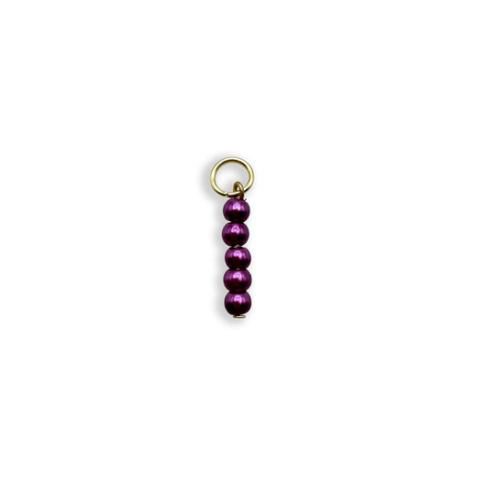 Purple Shimmer Beaded Charm - Gold