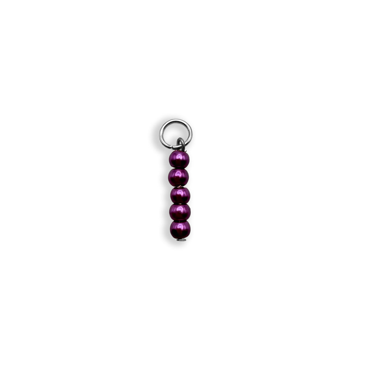 Purple Shimmer Beaded Charm - Silver