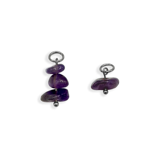 Purple Stone Charm - Silver