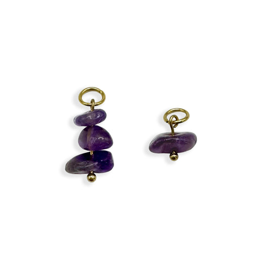 Purple Stone Charm - Gold