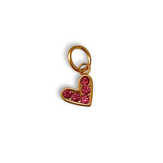 Gold Red Jewel Heart Charm
