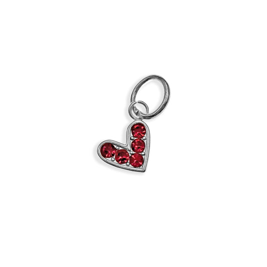 Silver Red Jewel Heart Charm