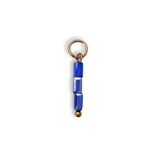 Royal Blue Beaded Charm - Gold