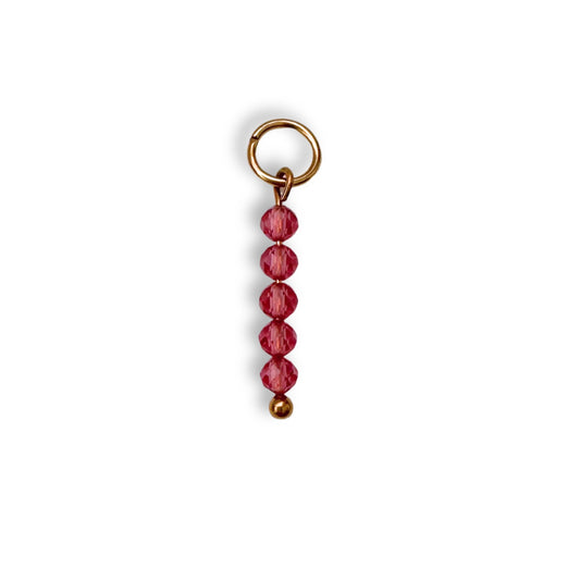 Sheer Cherry Beaded Charm - Gold