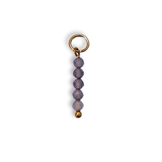Sheer Lilac Beaded Charm - Gold