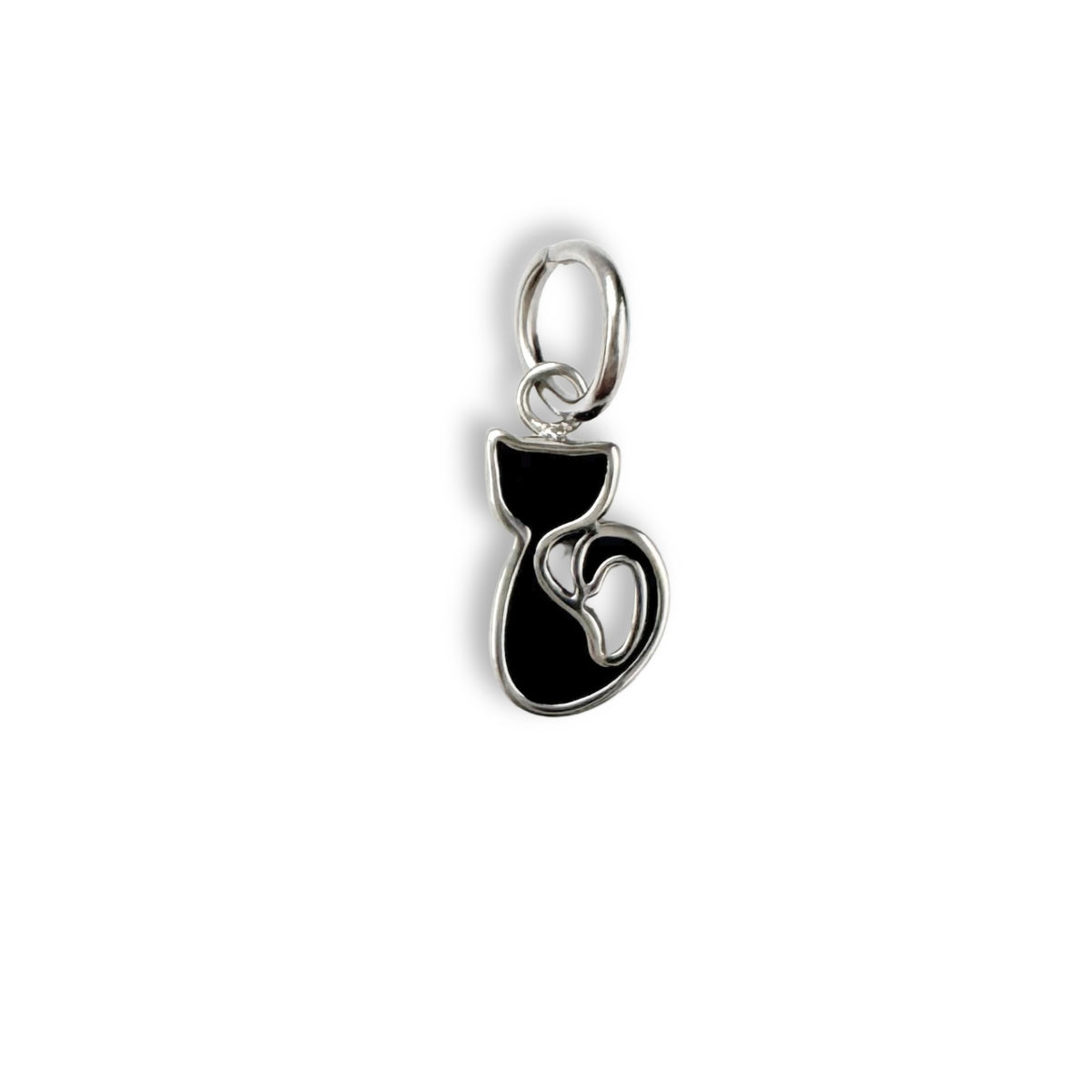 Silver Black Cat Charm