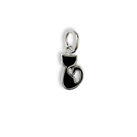 Silver Black Cat Charm