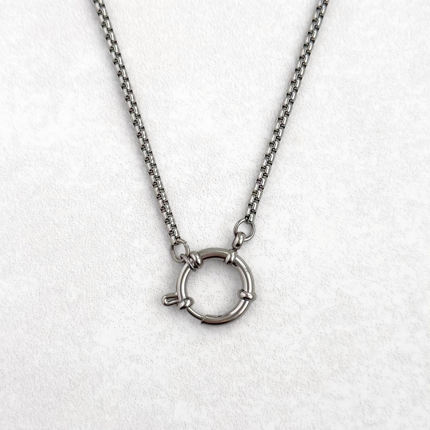Silver Box Link Sailor Charm Necklace