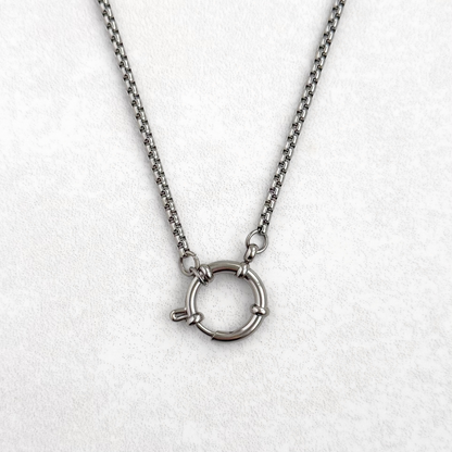 Silver Box Link Sailor Charm Necklace