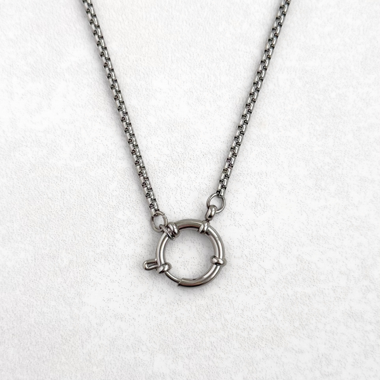 Silver Box Link Sailor Charm Necklace