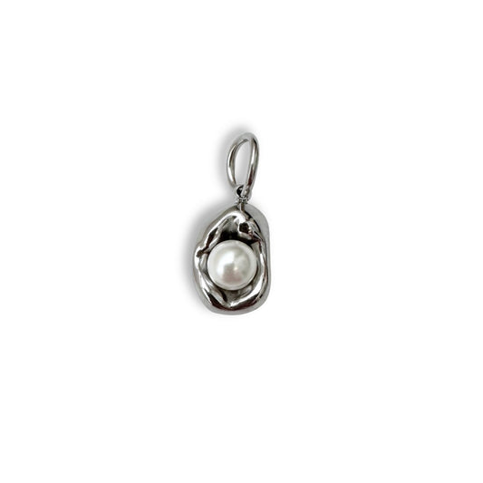 Silver Capsule Pearl Charm