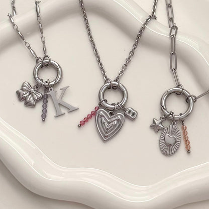 Sheer Lilac Beaded Charm - Silver