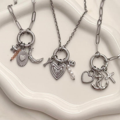 Silver Layered Heart Charm