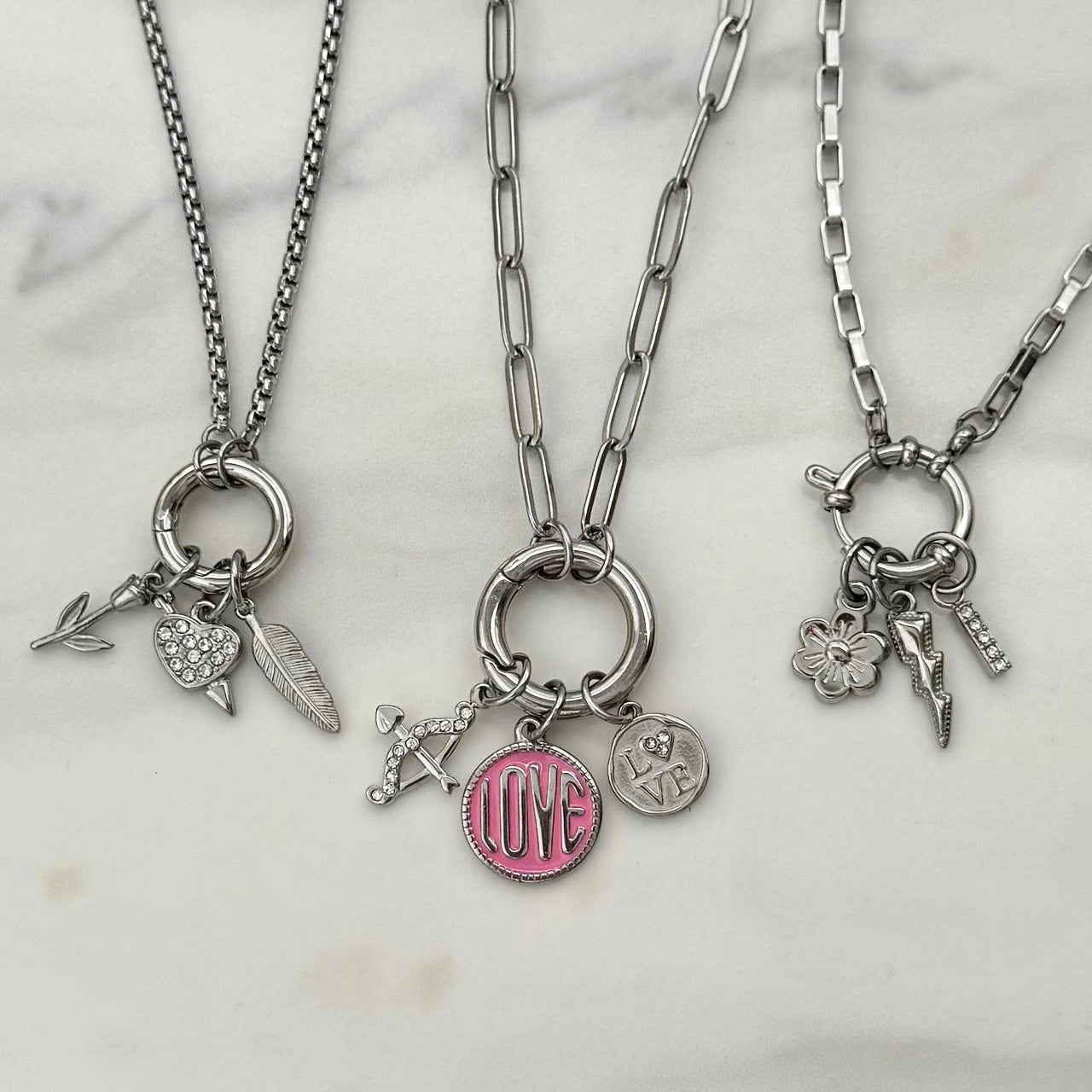 Silver Plain Flower Charm