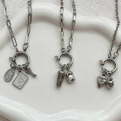 Silver Distorted Clock Charm