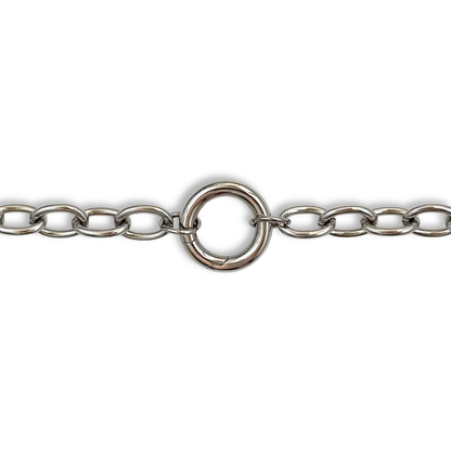 Silver Chunky Rolo Round Charm Bracelet