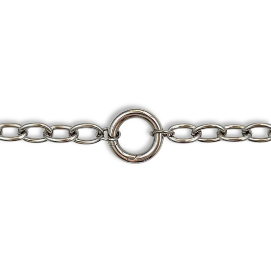 Silver Chunky Rolo Round Charm Bracelet
