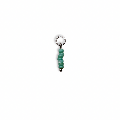 Cool Green Beaded Charm - Silver