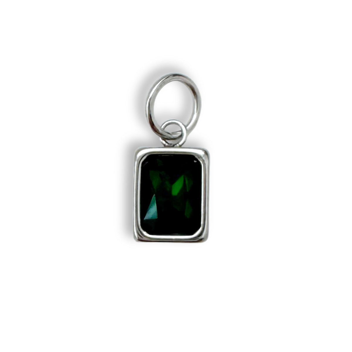 Silver Deep Green Jewel Charm