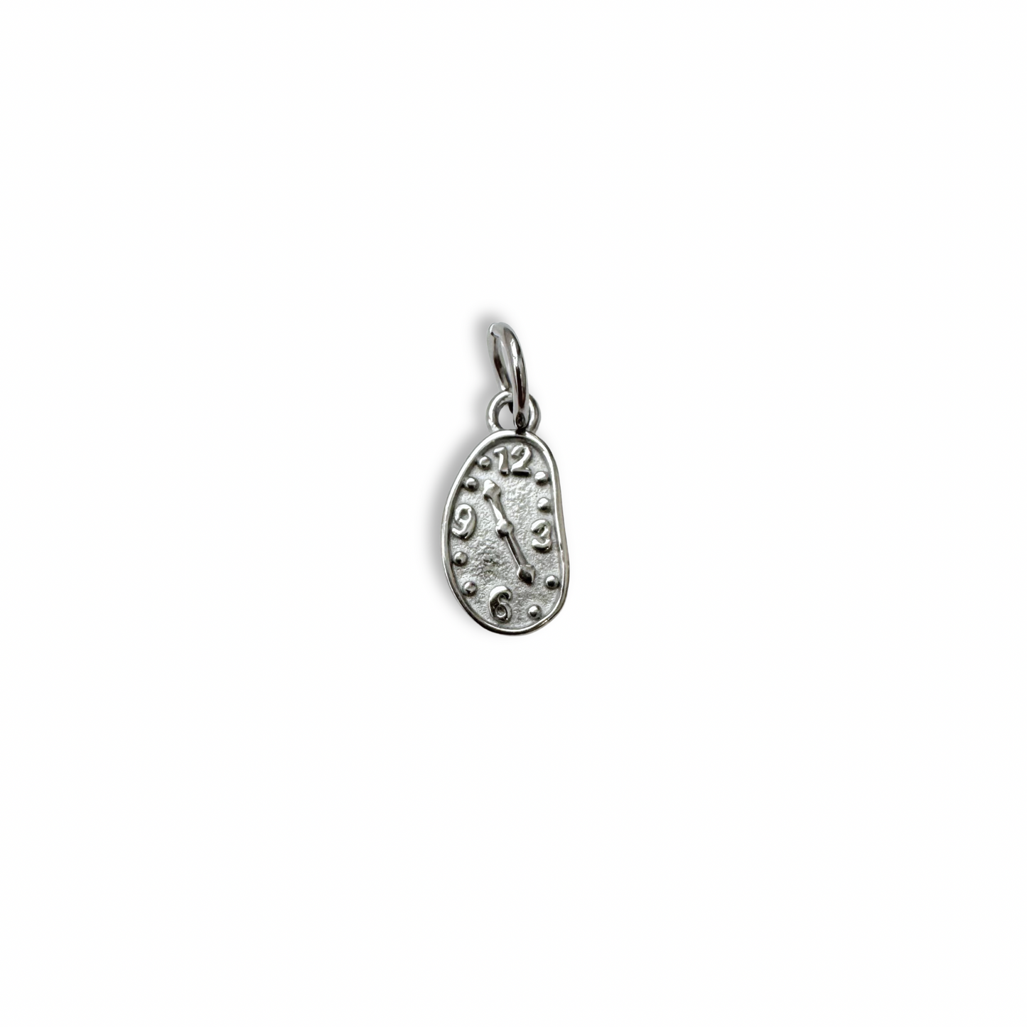 Silver Distorted Clock Charm