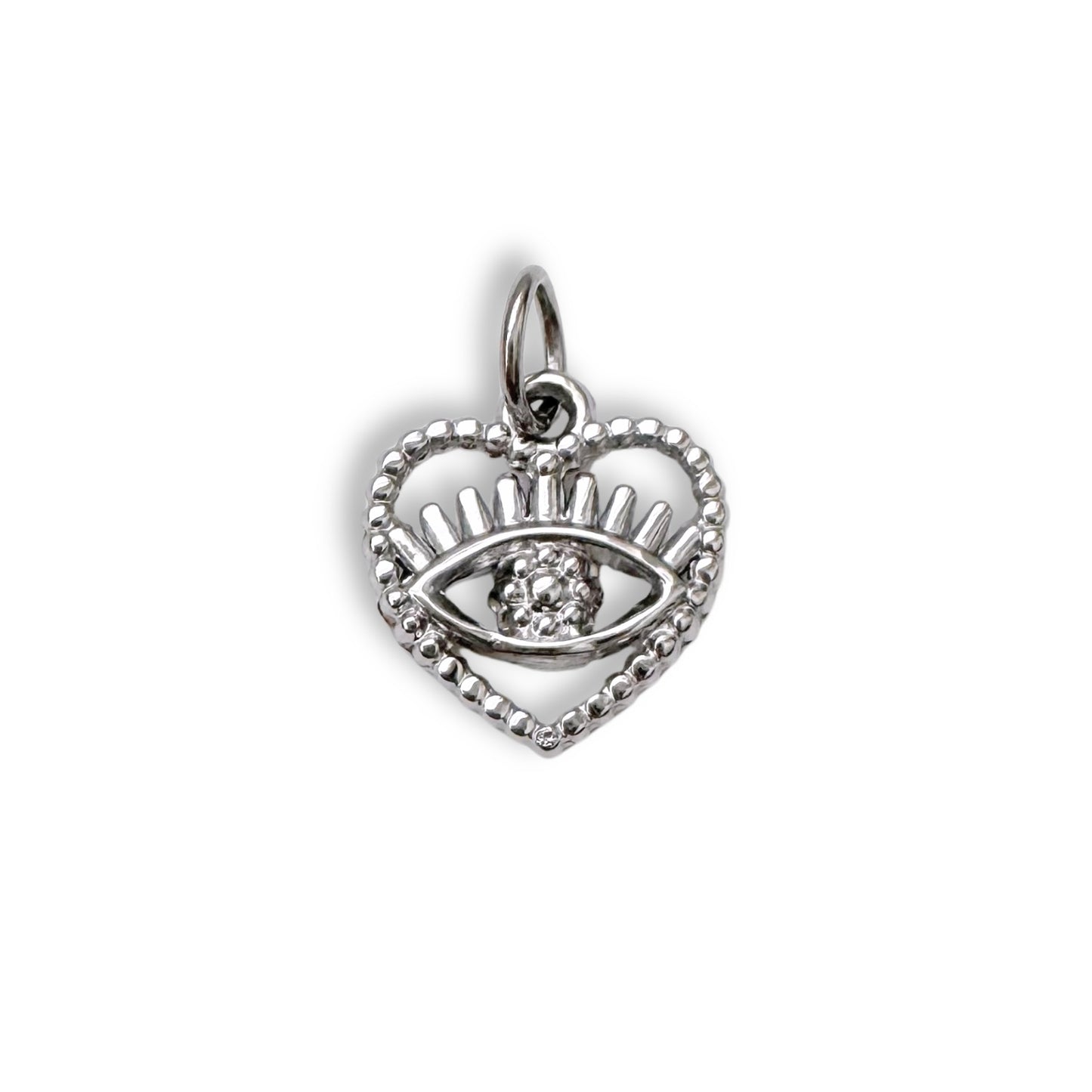 Silver Eye In Heart Charm