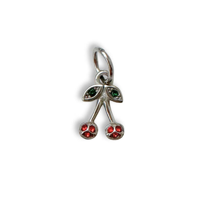 Silver Small Jewel Cherry Charm