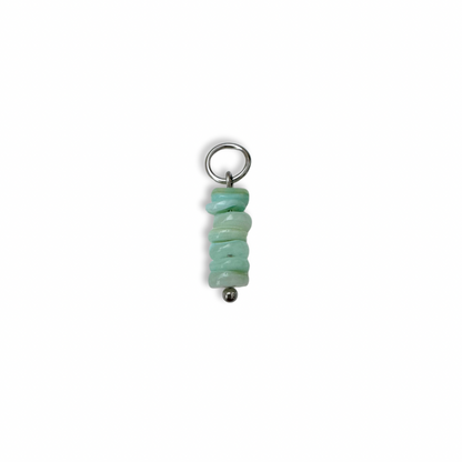 Mint Green Beaded Charm - Silver