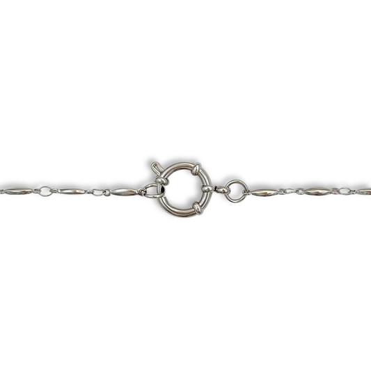 Silver Oval Link Sailor Charm Bracelet