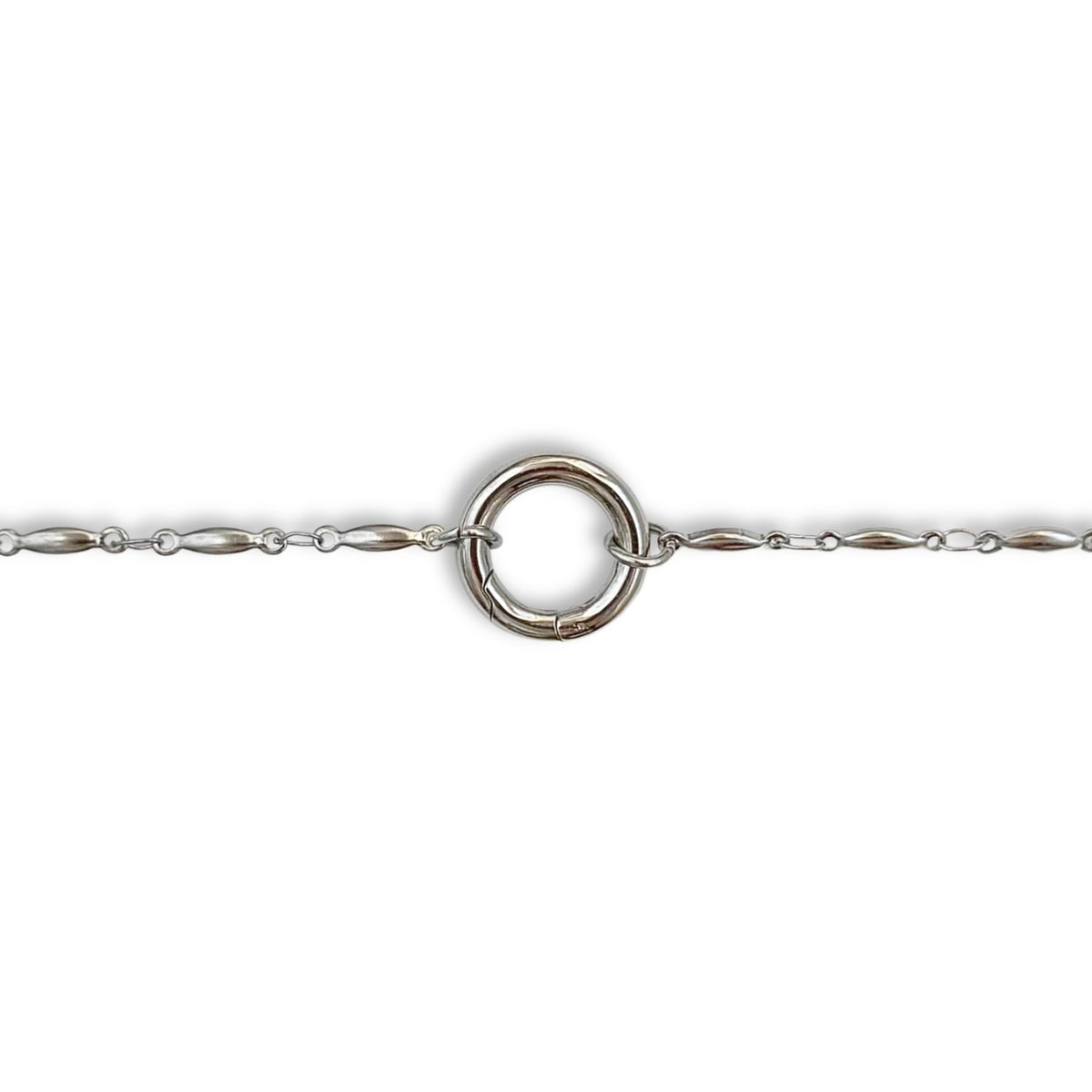 Silver Oval Link Round Charm Bracelet