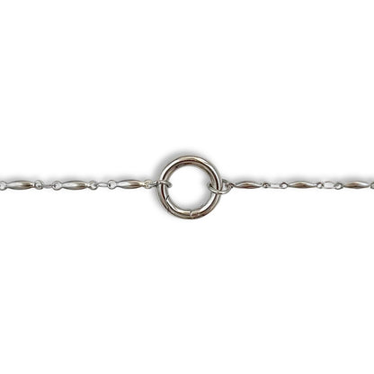Silver Oval Link Round Charm Bracelet