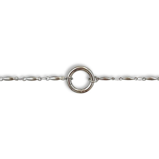 Silver Oval Link Round Charm Bracelet