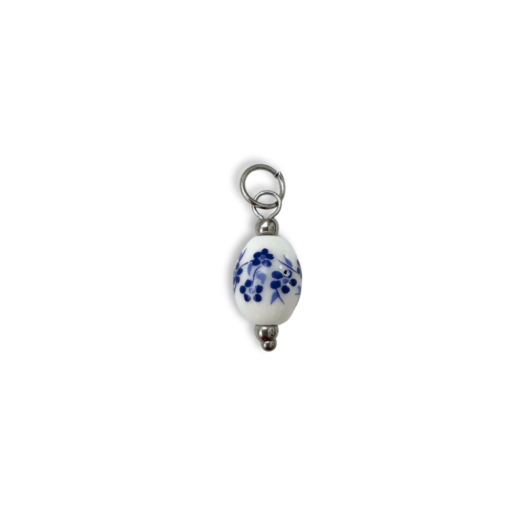 Posy Oval Charm - Silver