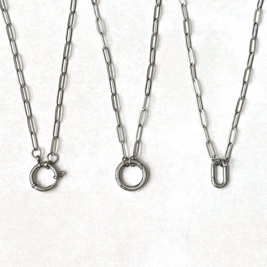 Silver Paperclip Charm Necklace