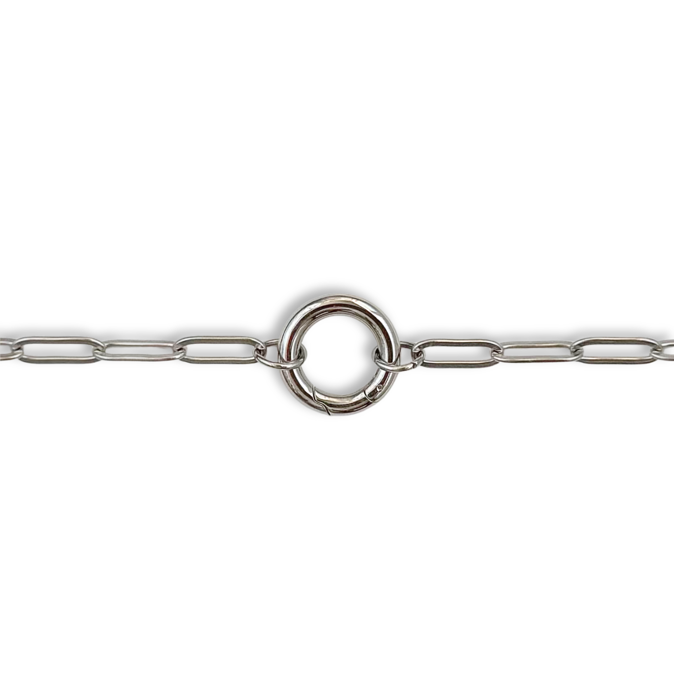 Silver Paperclip Round Charm Bracelet