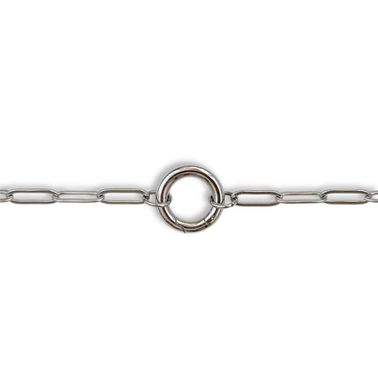 Silver Paperclip Round Charm Bracelet