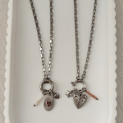 Silver Rectangular Link Sailor Charm Necklace