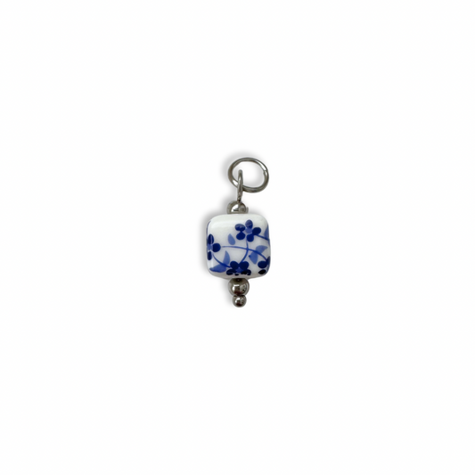 Posy Square Charm - Silver