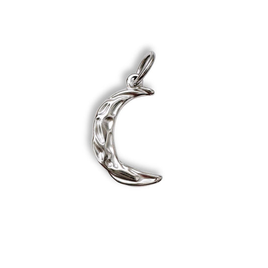Silver Textured Moon Charm