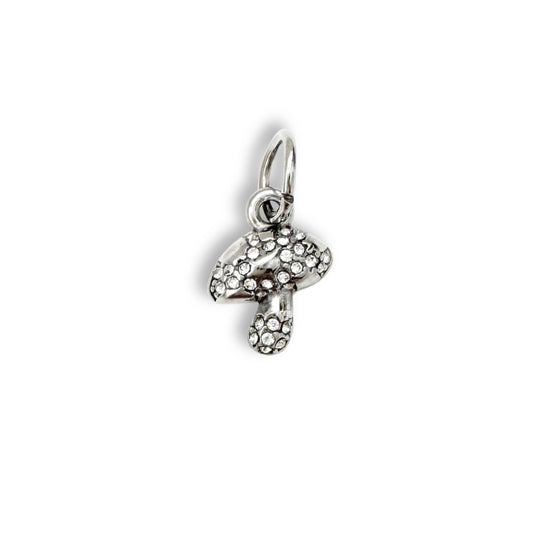 Silver Tiny Jewel Mushroom Charm