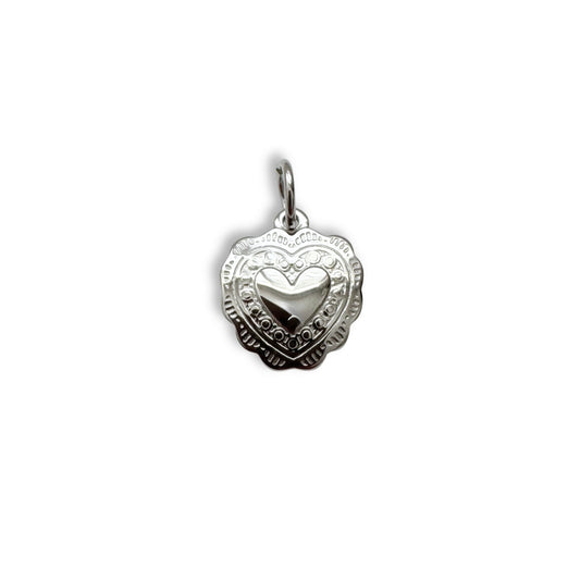 Silver Vintage Heart Charm