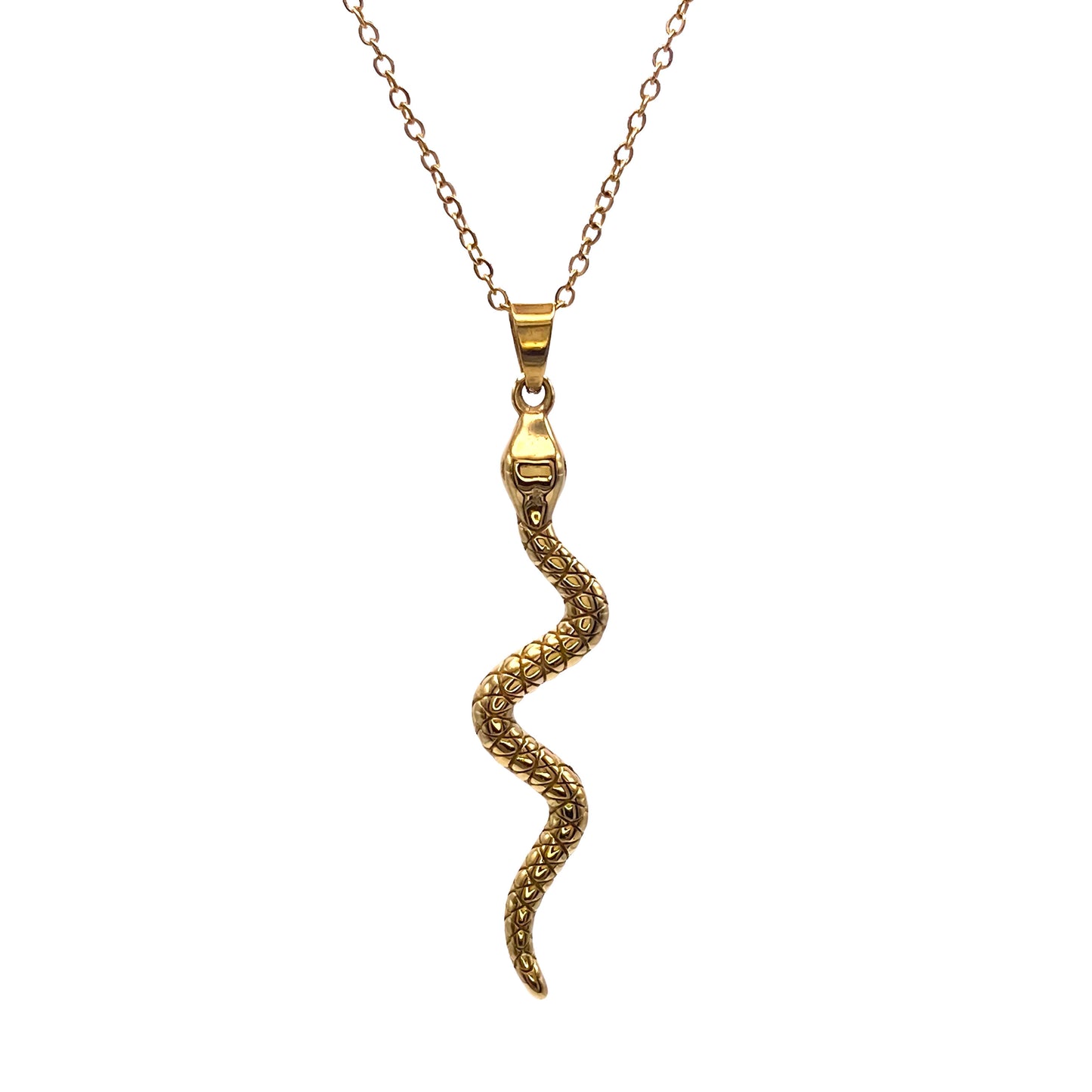 gold snake pendant on slim chain